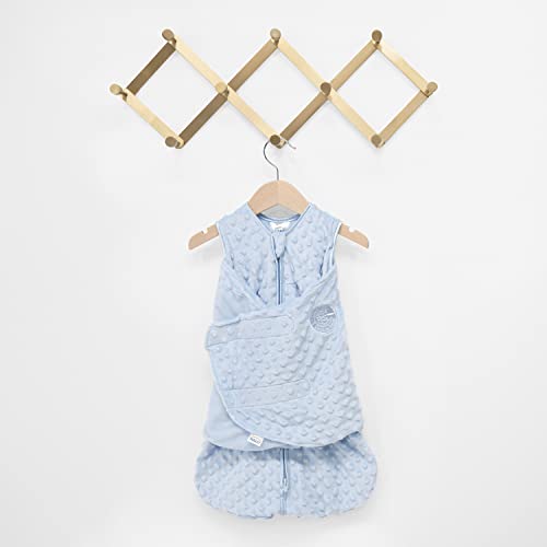 HALO Plush Dot Velboa Swaddle, Adjustable & TOG 3.0 for Newborns, Blue