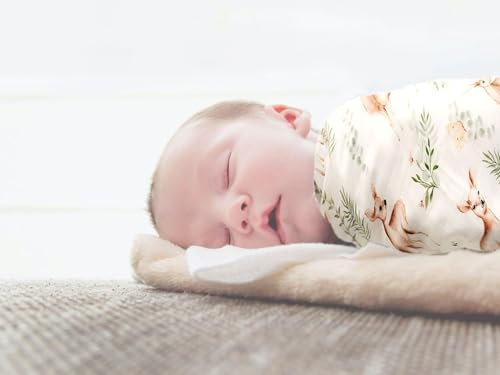 Woodland Neutral Little Jump Muslin Swaddle Blanket for Boys & Girls, 47 x 47 inches (Rabbit & Deer)