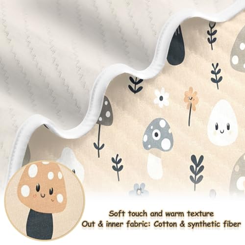 Cute Mushrooms Muslin Swaddle Blanket for Toddler Boys & Girls