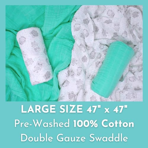 2-Pack Hypoallergenic Muslin Swaddle Blankets for Baby Boy & Girl, 100% Cotton