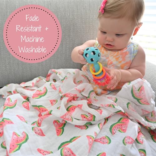 LollyBanks Watermelon Print Swaddle Blanket for Newborns