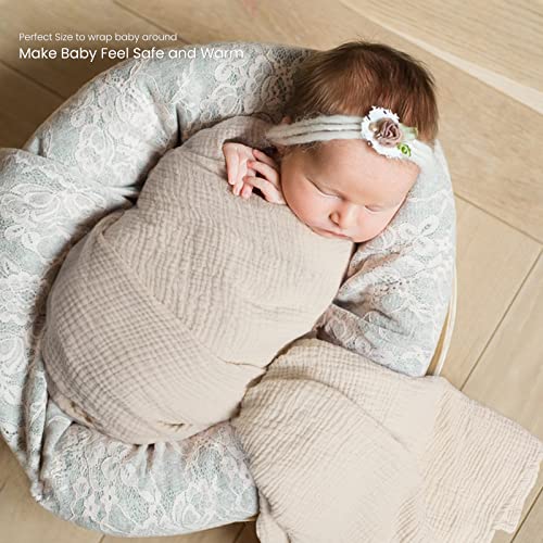 Soft Cotton Muslin Swaddle Blanket Set for Babies in Olive (2 Pack)