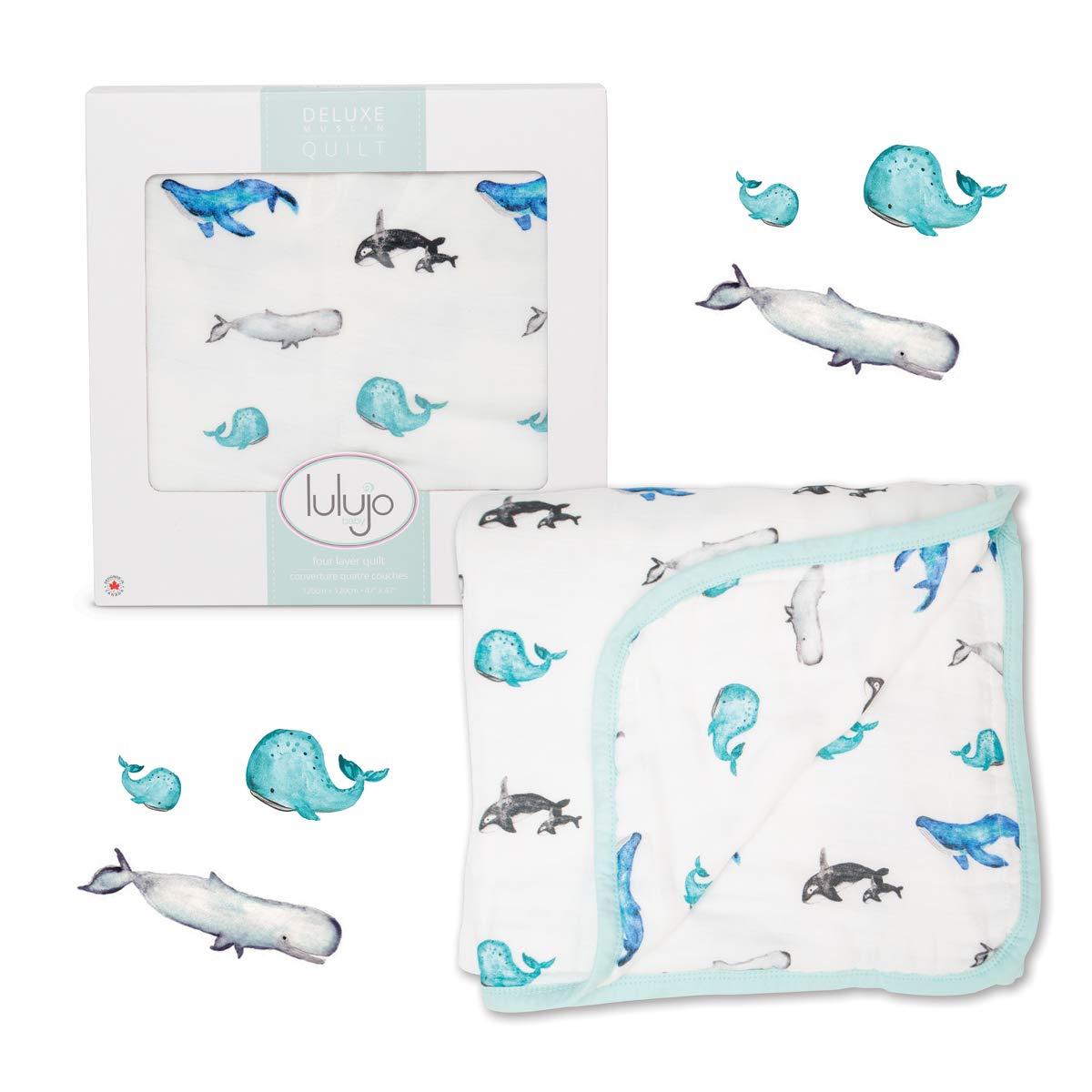 Soft Bamboo Baby Blanket for Girls & Boys | Whales Pattern
