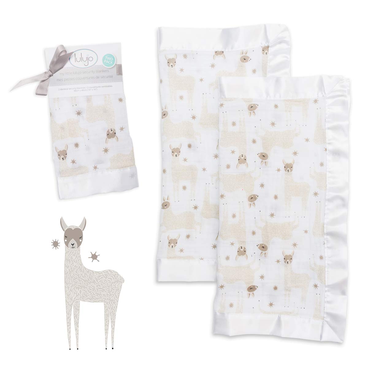 Soft Cotton Muslin Security Blanket for Babies | Gender Neutral | 16in x 16in | Llama