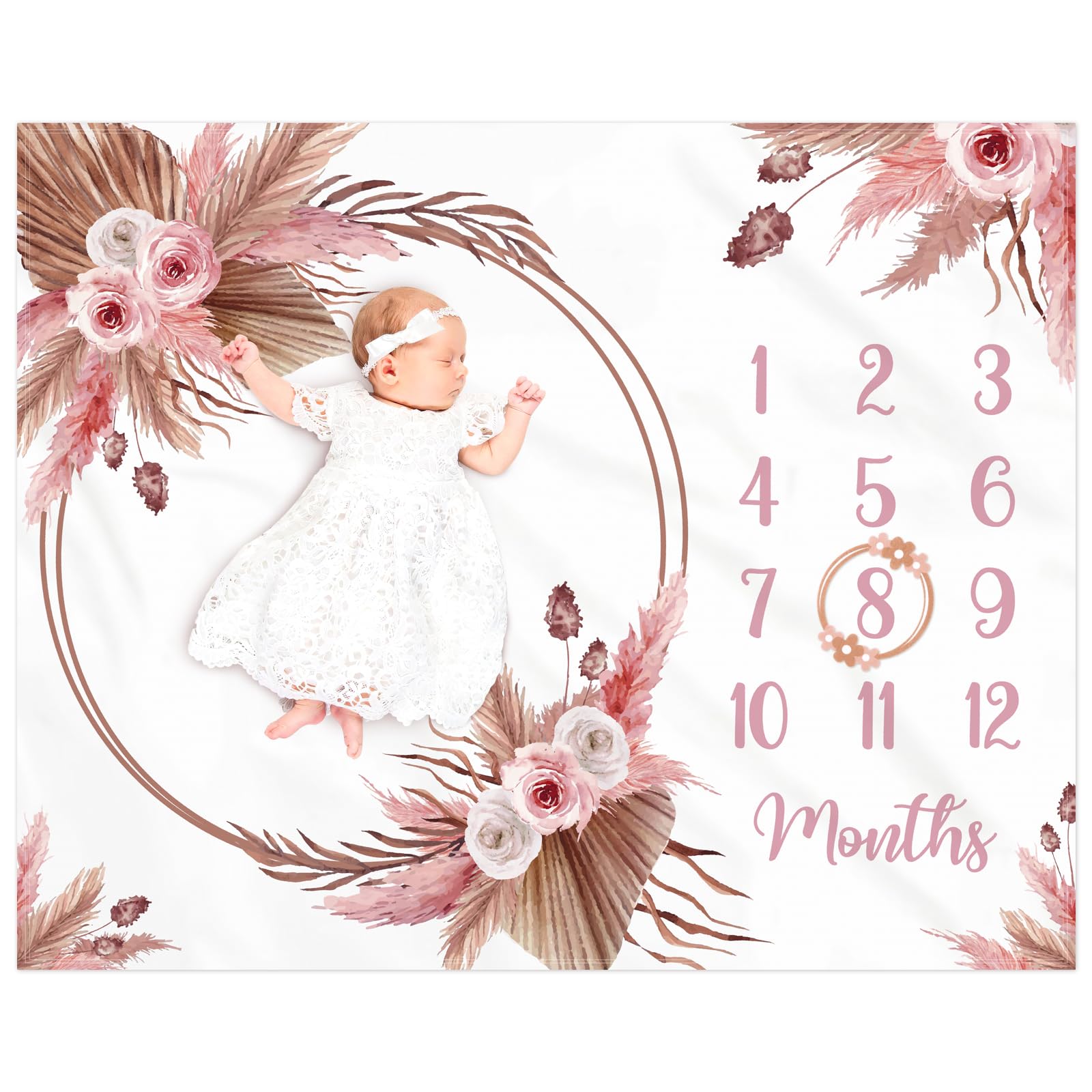 Boho Baby Monthly Milestone Blanket for Newborn Girl