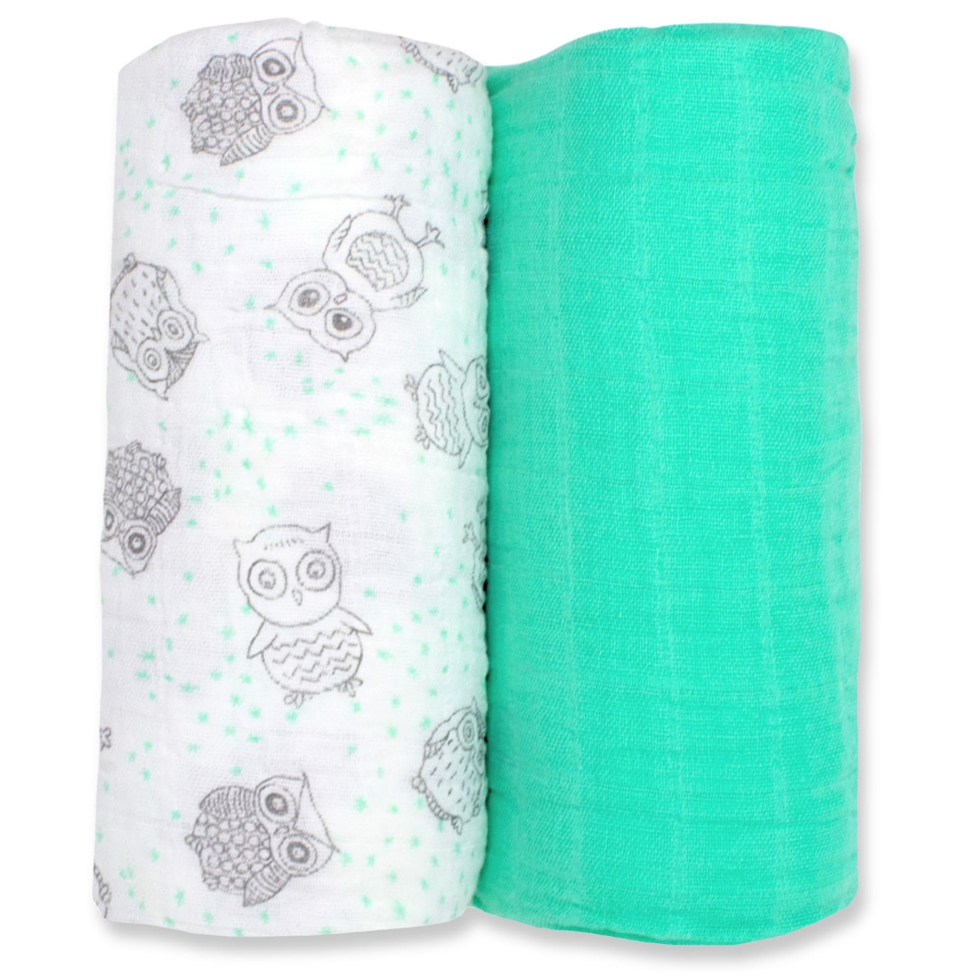 2-Pack Hypoallergenic Muslin Swaddle Blankets for Baby Boy & Girl, 100% Cotton